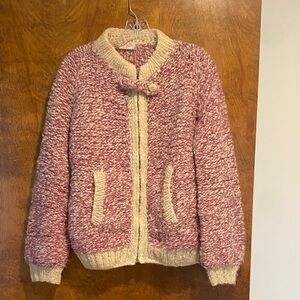 Cozy Pink and Cream Handknit Cardigan